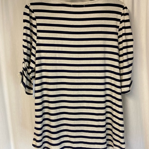 89th Madison Ruched Sleeve Top Blouse Navy Large NWT - Picture 6 of 8